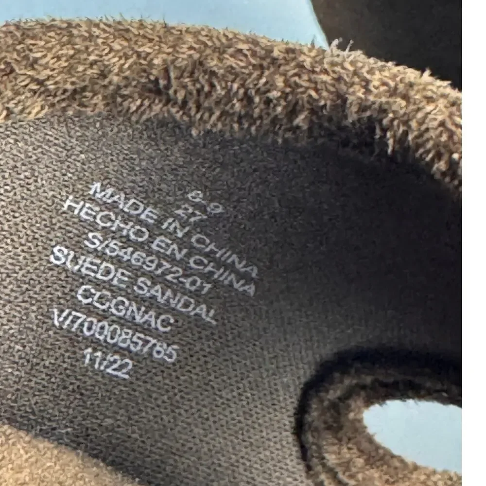 Old Navy Suede Double Secure Strap Cognac Men's Flat Sandals Sz 8-9